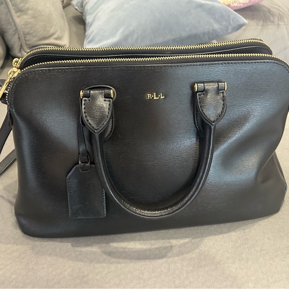 Ralph Lauren leather satchel black & gold hardware - Picture 8 of 11